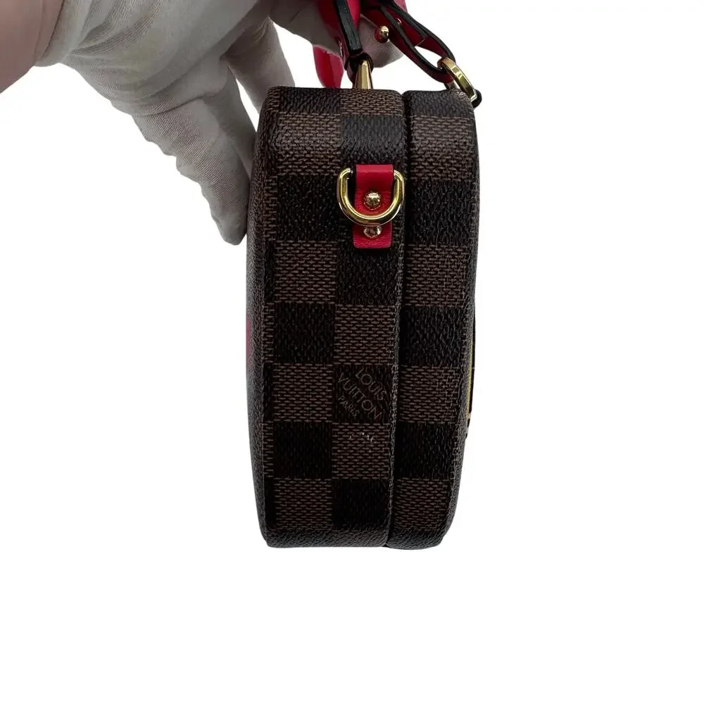 Louis Vuitton LV Damier Ebene Stories Box Trunk Crossbody Bag W/Patches Full Set